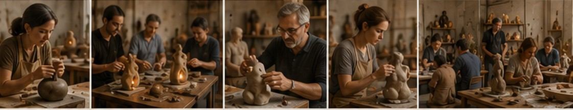 Mains travaillant la terre lors d’un atelier, visuel d’ambiance